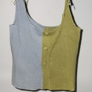 Le Lis Blue and Green Ribbed Camisole